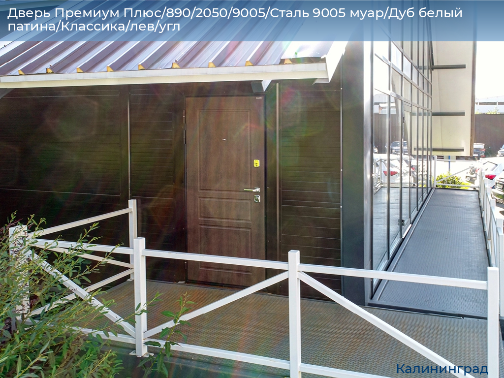 Дверь Премиум Плюс/890/2050/9005/Сталь 9005 муар/Дуб белый патина/Классика/лев/угл, kaliningrad.doorhan.ru